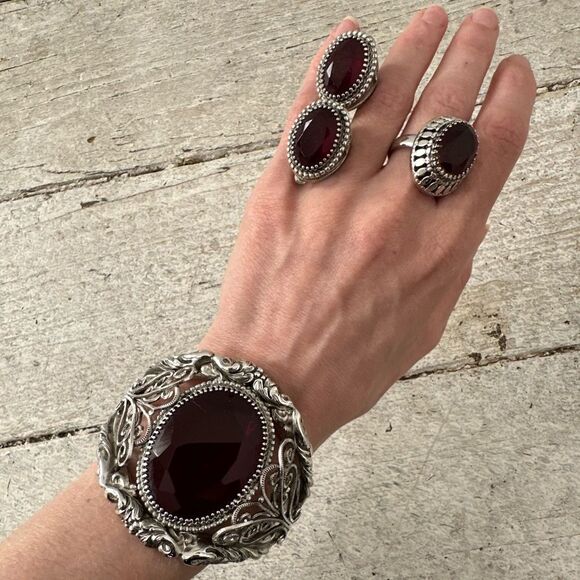 Vintage 1960s Whiting And Davis 3 Piece Bracelet Earrings Ring Set - Picture 2 of 16